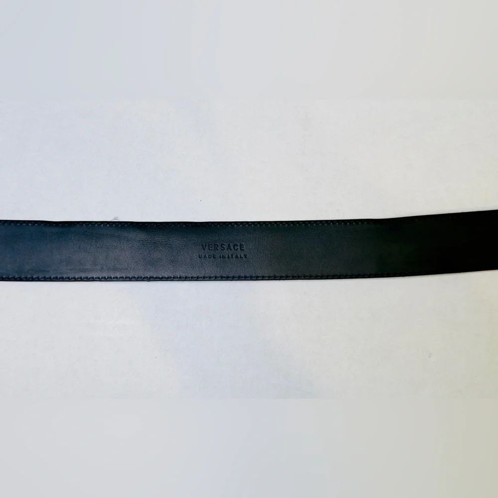 Versace La Medusa Greca Buckle Leather Belt Black 100 Cm DCU4140 Size 34